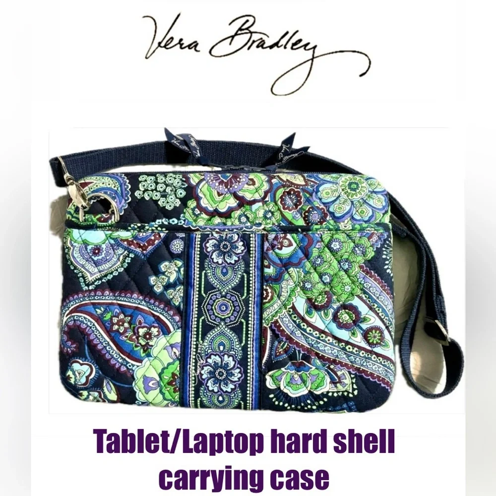 VERA BRADLEY hard shell lap top/tablet navy floral carrying case size11x8 excond
